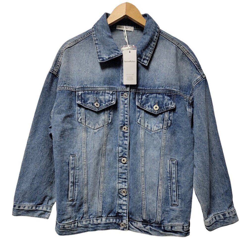 NWT Canton Walker Jean Jacket Womens Size Small Blue Denim Jacket Pockets NEW